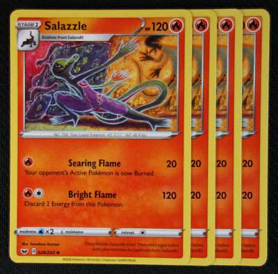 Pokemon Cards 4x Salazzle 028/202 Playset Sword & Shield NM/M