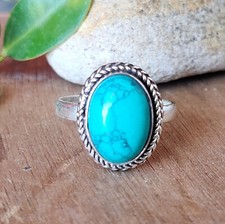 Blue Turquoise Ring 925 Silver handmade Jewelry Women Beautiful All Size Size