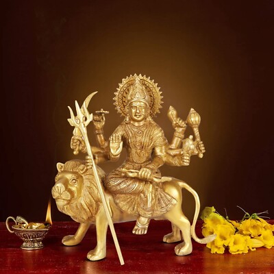 Goddess Vaishno Devi | Maa Durga Murti for Puja Statue Brass Sculpture Art India