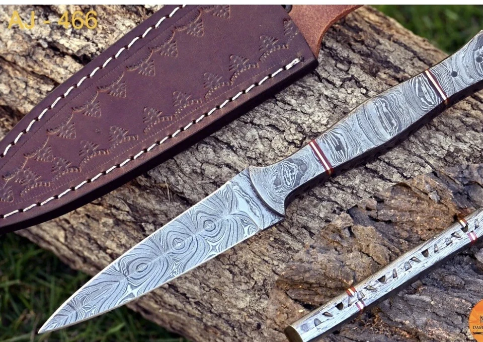 Scottish Dirk SGIAN DUBH Knife Forged Damascus Steel Dagger Double Edge FullTang - Image 3 of 3