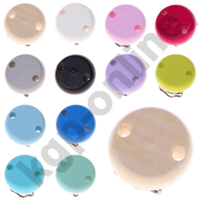 5 x Schnullerkettenclip Schnullerclip Holzclip Babyclip Farbwahl Clips