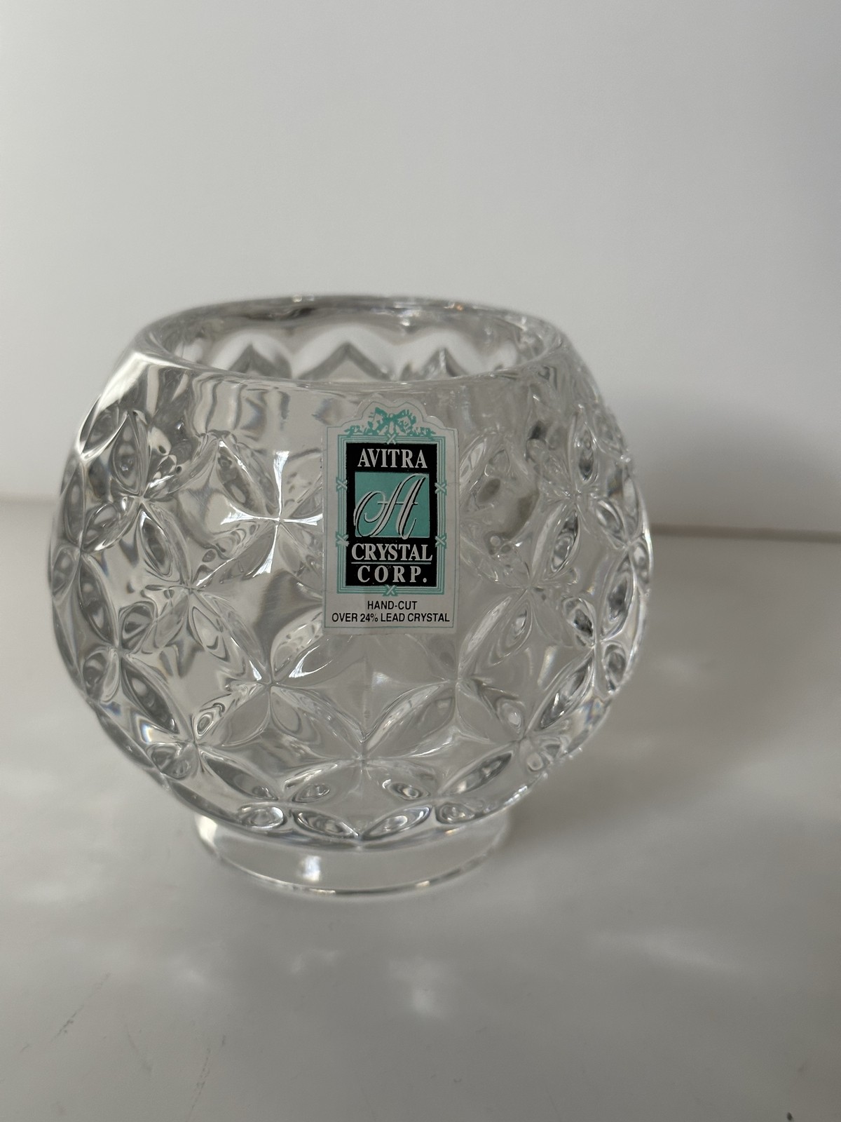 AVITRA Crystal Pitcher and Candle Holder Set Hand Cut Lead Crystal NEW