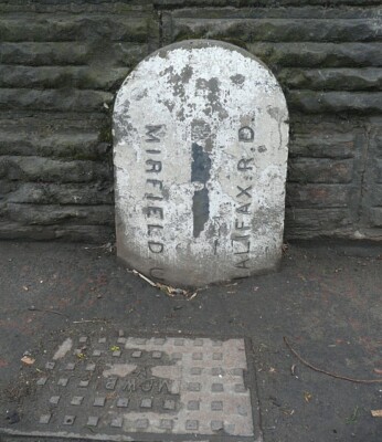 Photo 6x4 Boundary Stone at Three Nuns, Mirfield This is directly over th c2009