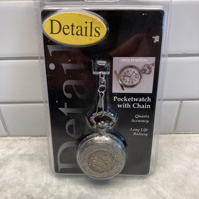 Pocket Watch MZ Berger Floral Design Case Quartz Japan  Movement Silver-Metal