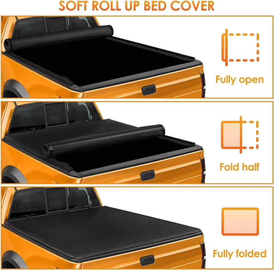 Nilight Soft Roll Up Truck Bed Tonneau Cover for Nissan Frontier 2005-2024 6ft - Image 3 of 4