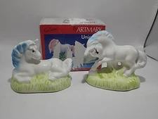 Vintage Artmark Ceramic Unicorn Set Of 2 In Original Packaging