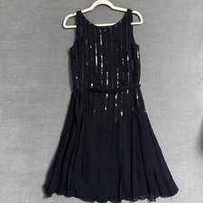 Vintage Talbots Dress 8 Black Silk Sequin Cocktail Party Formal Evening Holiday
