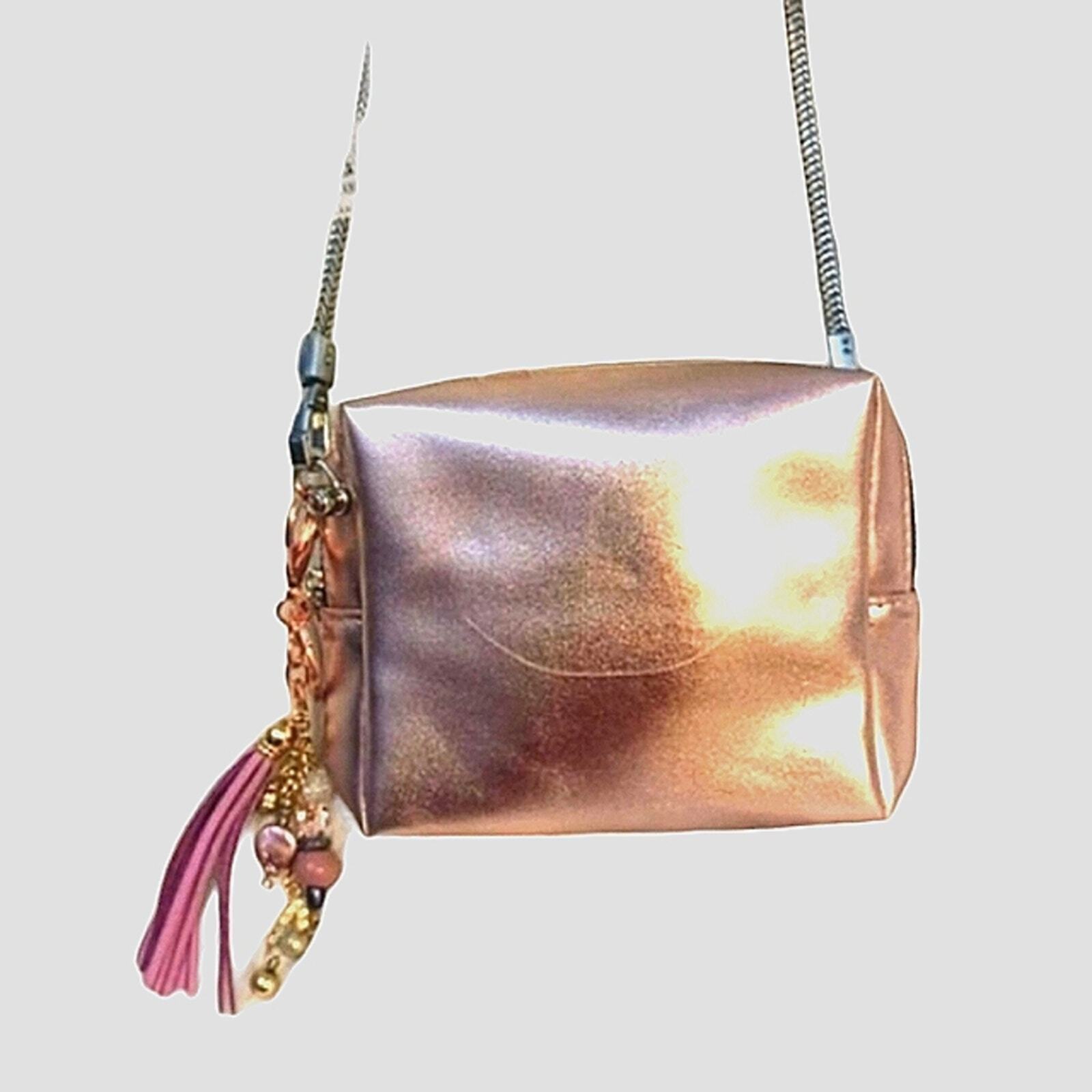 Yves Saint Laurent LIPS Tracolla ROSA Metallizzato Convertito Cosmetico Pochette Glam!!