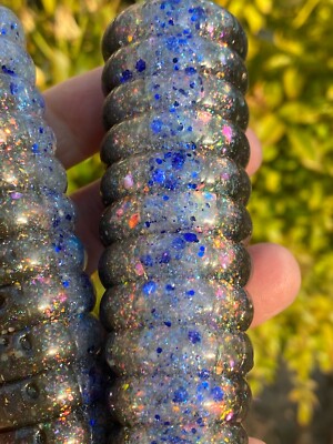 12'' HOLOGRAM GRUBS  BLACK-GLOW SERIES PAC (D) HALIBUT, COD, FISHING LURE GRUBS