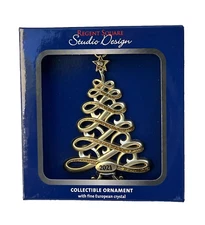 Regent Square Studio Design 2021 Gold Xmas Tree Collectible Ornament Crystal