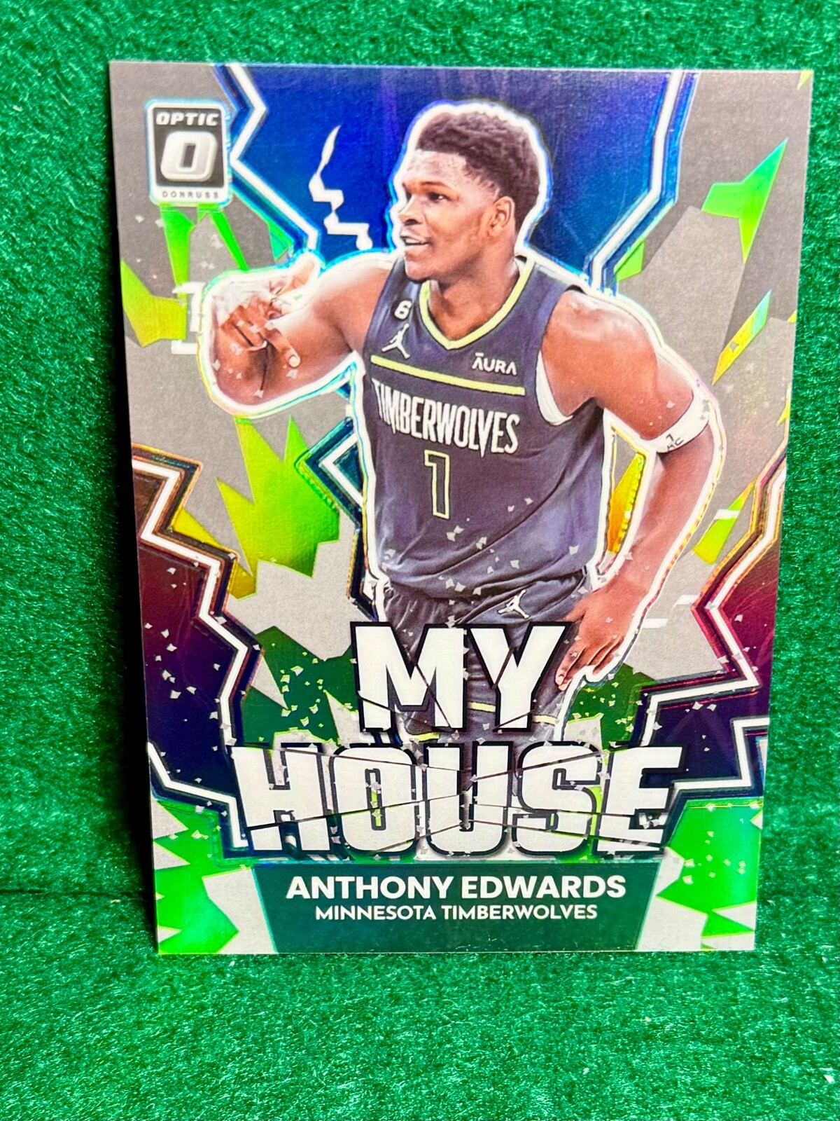 2022-23 Donruss Optic ANTHONY EDWARDS My House Lime Green Holo Prizm /149