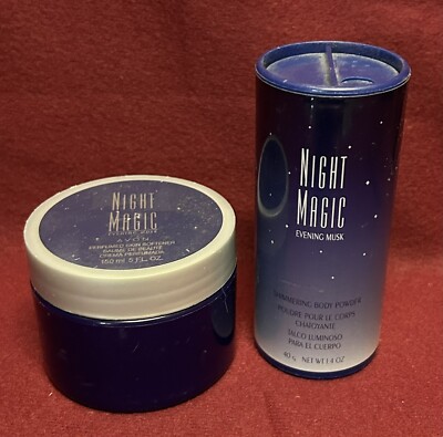 A5502 Avon NIGHT MAGIC EVENING MUSK Perfumed Skin Softener & Body Powder Lot NEW