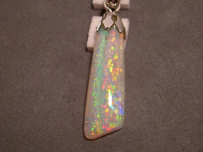 Fossilized Shell Opal Pendant  - Solid Australian Gem Opal - Sterling Silver