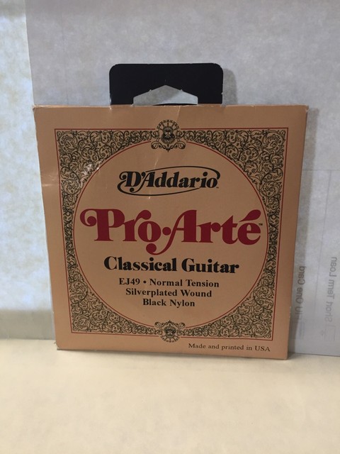 "D'Addario EJ49 Pro-Arte Black Nylon Classical Guitar Strings, Normal