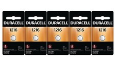 5 x 1216 Duracell Coin Cell Batteries - Lithium 3V - CR1216, DL1216, ECR1216 