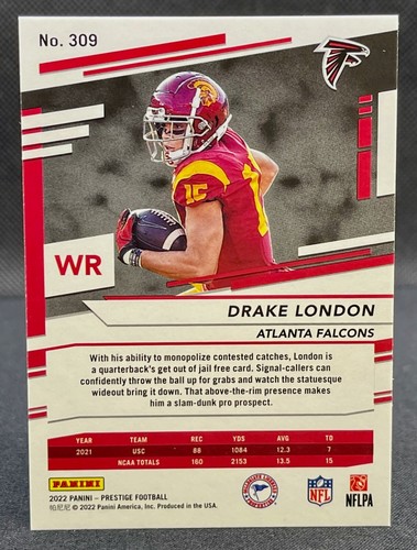 2022 Panini Prestige Drake London Diamond Xtra Points Rookie Card 309 