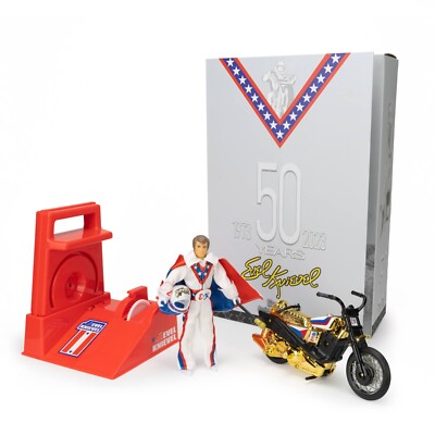 Evel Knievel 50th Anniversary Stunt Cycle Golden High Jumper Collectible  Toy
