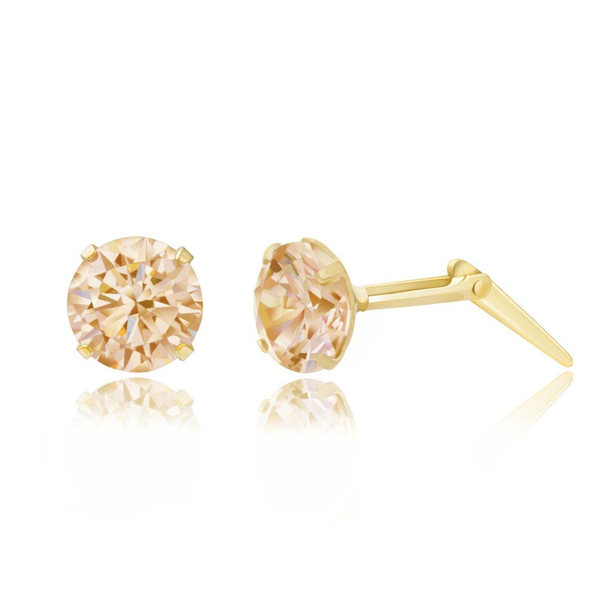 2-5mm Sterling silver/9ct gold light peach crystal Andralok studs