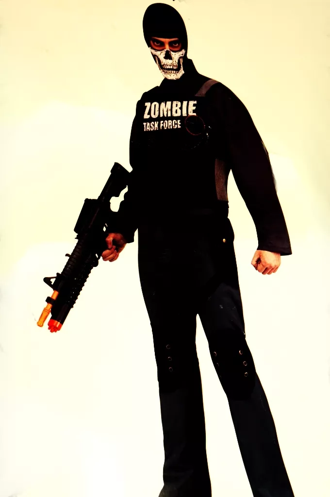 Mens Walking ZOMBIE Task Force Halloween Costume Dead Skeleton SWAT TEAM XL  NEW