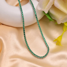 Bridal Women's Tennis 18" Necklace 14K White Gold Plated Lab-Created Emerald