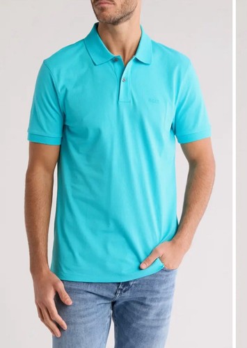 Hugo Boss Polo Shirt B-Pallas 50476982 Open Blue XXL $98 New Embroidered 2XL