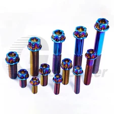 GR5 Titanium Torx Head Flange Bolt Burning Blue M4,5,6,8,10,12 Motorcycle E-Bike
