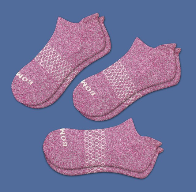 3Pack Fuchsia Bombas Women's Ankle Socks Classic Marls