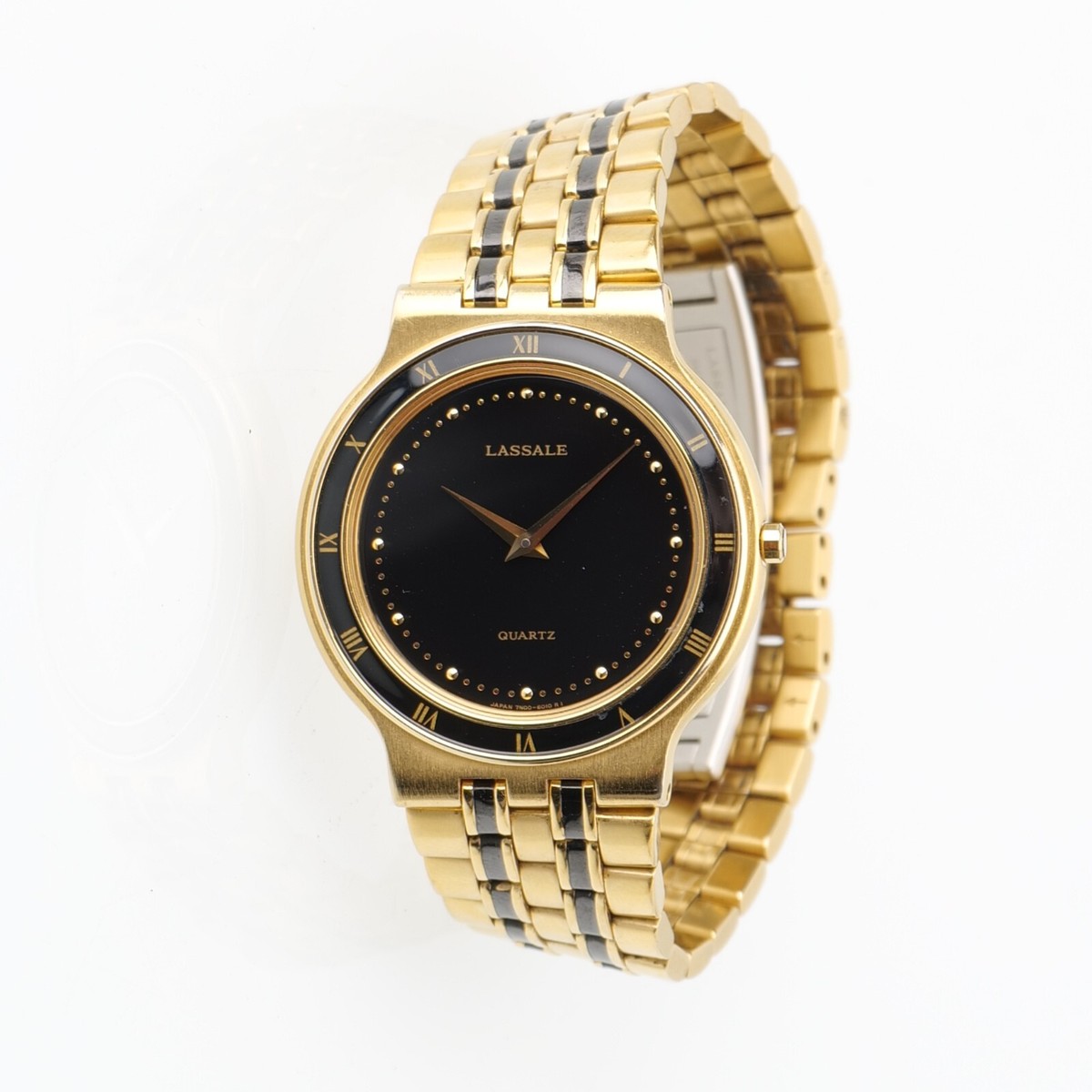 Seiko Lassale 7N00-601H Gold Tone Black Wrist Watch Working  display picture 2
