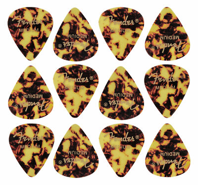 12x Fender 351 Plektren Plecs Medium Plektrum Plektron Set Zubehör Gitarre Bass