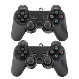 US 2 Pack Controller For PlayStation 2 PS2 Wired Black Joystick Joypad