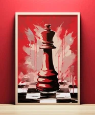 Abstract Chess Queen Pop Art Print, Printable Wall Art, Chess