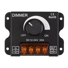 LED Light Strip Switch Dimmer DC 12V-24V 30A PWM Dimming Controller with Knob