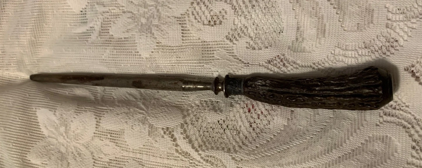 ❤️Vintage Lee's Stag Horn Black Handle Knife Sharpening Steel Honing Rod