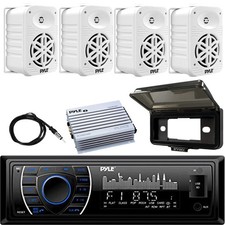 Pyle PLRMR27BTB Marine Receiver, 4x 5.25" 500W Speakers, 4 Channel Amplifier