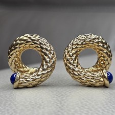 Fope 18ct Gold And Lapis Lazuli Hoop Earrings