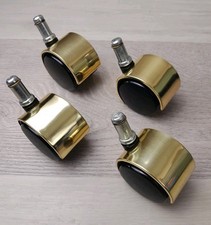 4 Lot 1-34 Inch Brass Hooded Twin Wheel Caster 78 Grip Ring Stem 716 Dia