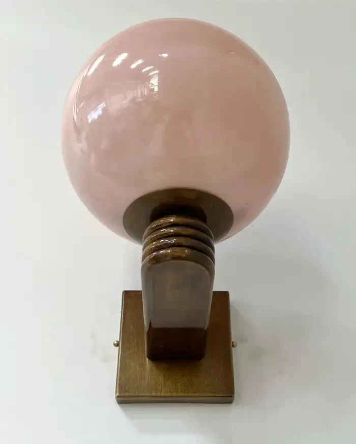 Розовые стеклянные шарики Stilnovo Styles 1950-е латунь Sputnik итальянское настенное бра муранское. - Изображение 4 из 4