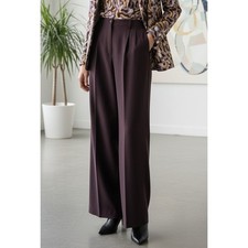 Emporio Armani Women Pleated Wide Leg Trousers Pants Italy Casual Burgundy Sz S 