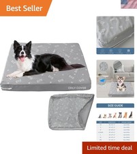 Removable Waterproof Dog Bed Cover for Small Dogs - Grey Bone Print 15x20x3 Inch