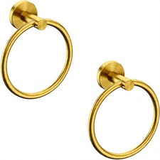 USHOWER 2 Pack Brushed Gold Towel Ring SUS304 Stainless Steel Hand Towel Holder