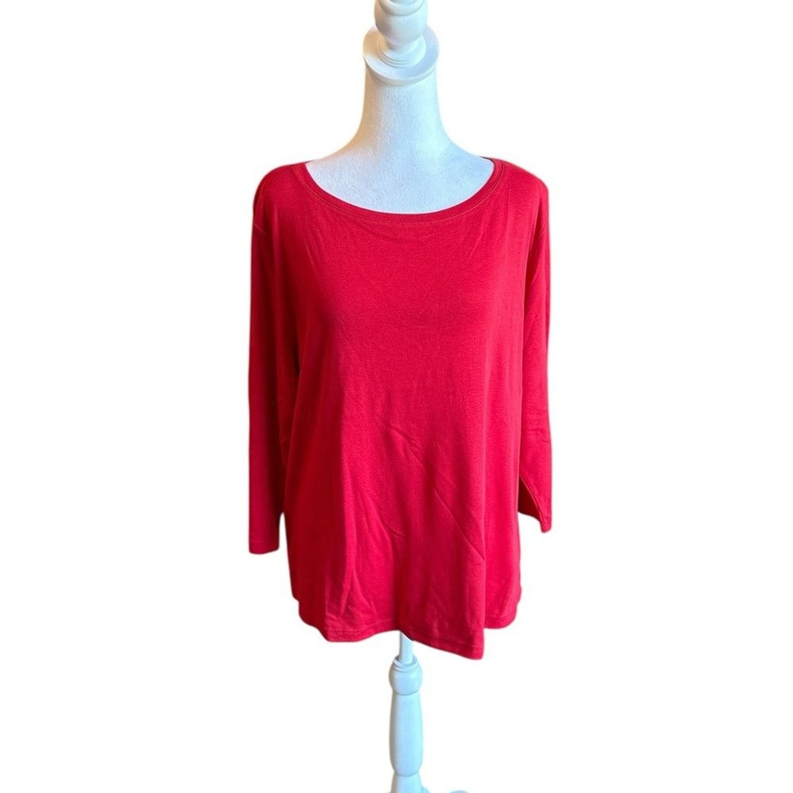 Talbots Pima Cotton Long Sleeve Tee Shirt Womens Size 2X In Red
