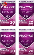 Phazyme Ultimate Gas Relief 500Mg Simethicone Fast Gel 20 Count Pack Of 4