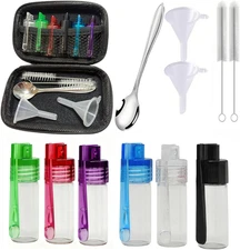 6 PCS Travel Spice Containers with Spoon, Mini Bottle Spice Dispenser, Glass Via