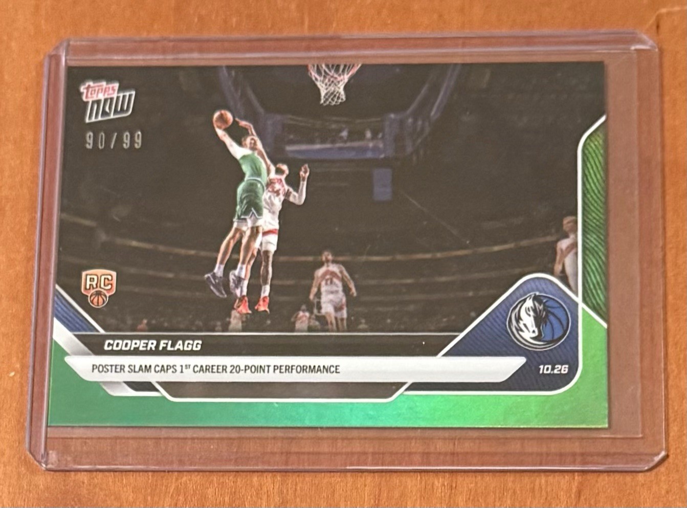 2025 TOPPS NOW NBA #28 COOPER FLAGG - NUMBERED 90/99 GREEN PARALLEL