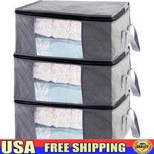 Clothes Storage Bags Closet Organizer Zippered Totes Dustproof Foldable 3 Pack