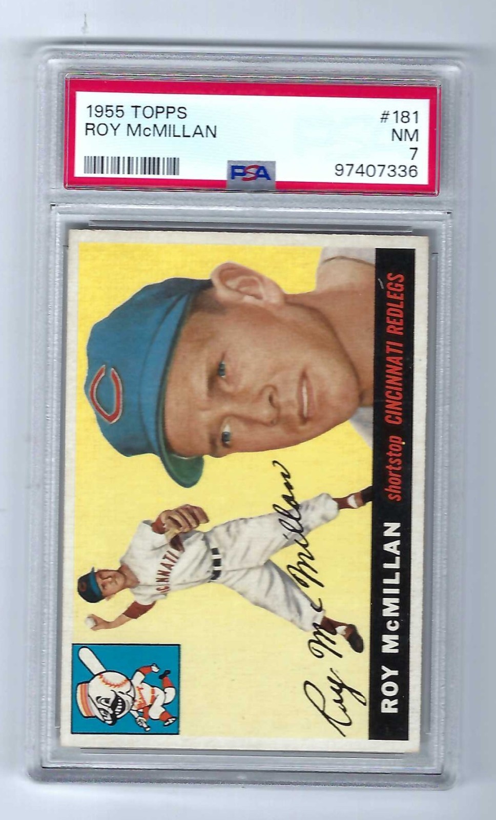 1955 Topps #181 Roy McMillan Reds PSA 7 NM