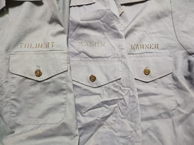 Vintage 70s US NAVY Sailor Light Blue Utility Uniform Button Down