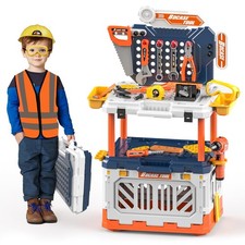 Tool Bench - Toy Workbench with Storage Box,4 in 1 Tool Set with Drill Toy To...