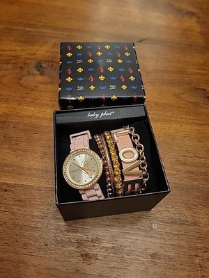 BABY PHAT WATCH WITH BRACELET BAND BANGLES PINK LOVE RHINESTONE