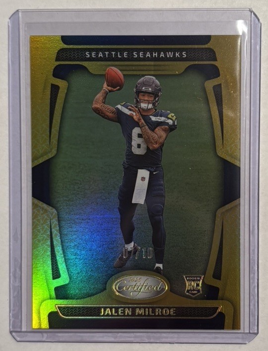 Jalen Milroe 2025 Panini Certified Gold /10 Seattle Seahawks #155